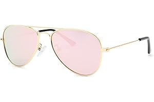 NULOOQ Kids Polarized Aviator Sunglasses – for Girls Boys Children & Cool Toddler Age 2-8, Metal Frame UV 400 Protection