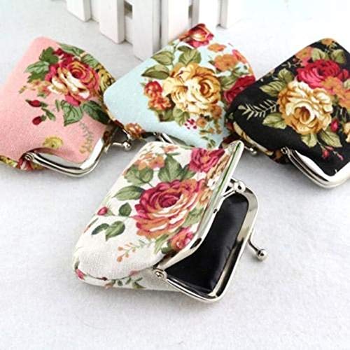 image for Aland Vintage Flower Canvas Women Hasp Clutch Buckle ❁ Coin Purse 