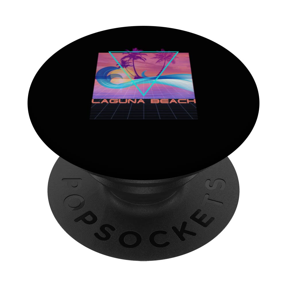 Laguna Beach Retro 80s Vaporwave Beach Vacation PopSockets Swappable PopGrip