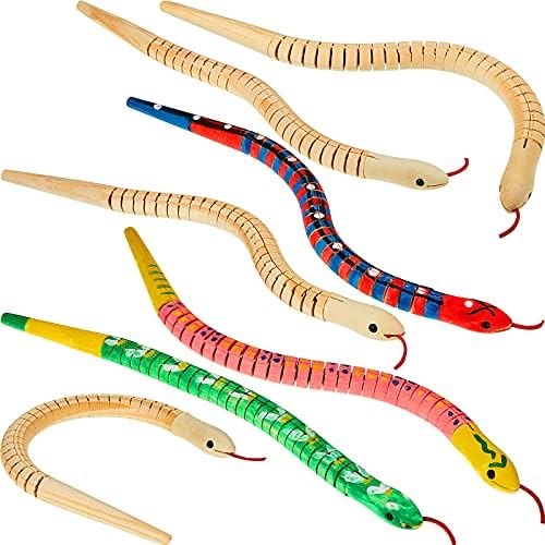 10 Pieces Wooden Snake Unfinished Wooden Wiggly Snake Jointed Flexible