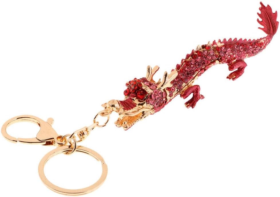 NATFUR Chinese Dragon Keychain Rhinestone Bag Keyring Women New Year Birthday Gifts Elegant Pretty for Women for Men Perfect for Girls Pretty Novelty | Color - Purple