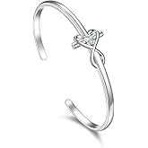 Cross Bracelet for Women Sterling Silver Faith Hope Love Engraved Open Bracelet Religious Adjustable Jewelry Mothers Day Birthday for Women Gifts