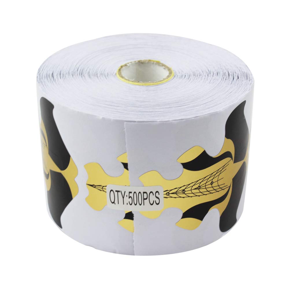 FingerAngel 500Pcs Adhesive Stiletto Nail Forms System for UV Gel Acrylic Gloden Color Nail Tips Extension