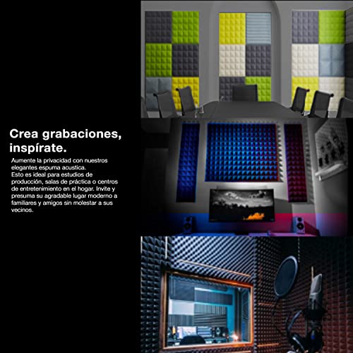 Fstop Labs Acoustic Panels 12 Pieces, 2.5 x 30 x 30 cm Acoustic Panel for Recording Studios, Offices, Acoustic Room, Soundproofing Wall