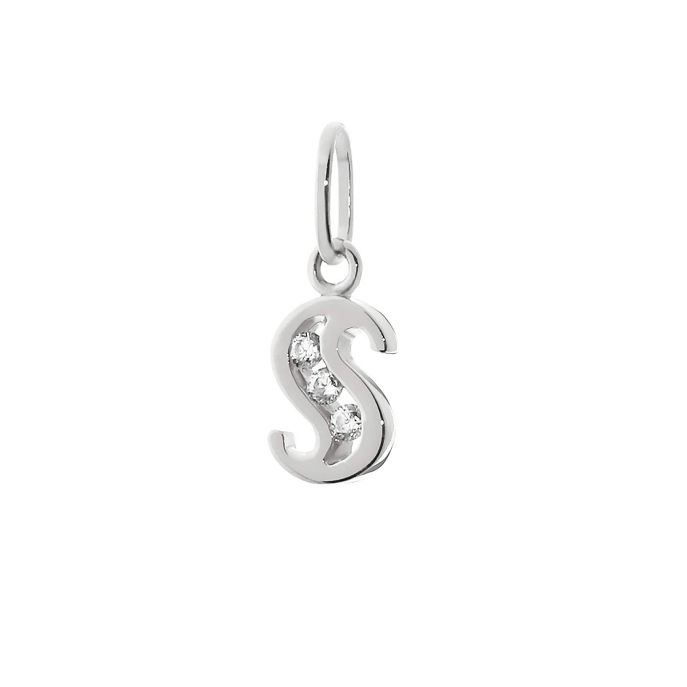 NKlaus letter S small pendant 925 sterling silver 8mm alphabet zirconia 9190