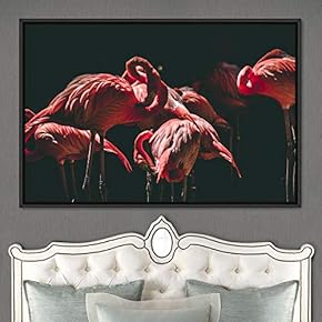 signwin Framed Canvas Wall Art Group of Flamingos...