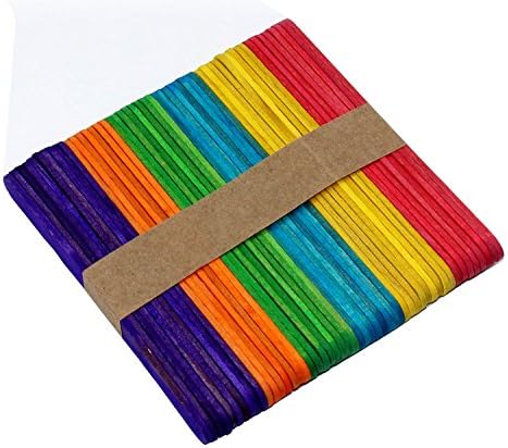 Jinliang Straight Edge Natural Wood Art Colored Craft Stick Colorful Wooden Treat Popsicle Sticks Perfect for DIY Crafts Creative Designs or crafters, teachers, and students,4.5 Inch,200 Pcs
