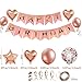Rose Gold Birthday Decorations,MMTX Happy Birthday Banner Bunting for Girls and Women with 32 Latex Balloons 12 Confetti Balloons Foil Balloons Party Supplies
