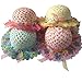 JIAKAI Girls Sunflower Straw Tea Party Hat Set (4Pcs, Assorted Colors)