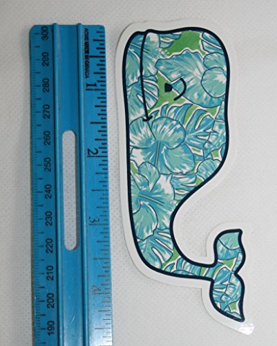 Vineyard Vines Hibiscus Whale Vinyl Sticker Decal (Blue/White/Green/Black) - //medicalbooks.filipinodoctors.org