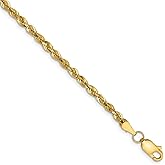 FB Jewels Solid 14K Yellow Gold 2.8mm Diamond-Cut Extra-Light Rope Chain