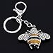 Qinlee Honeybee with Big Smile Keychain Crystal Keyring Rhinestones Purse Pendant Handbag Charm Key Chain Key Chain(Gold）