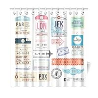 KUneh Home Decor Bath Curtain Label Sticker Design English Wind Card Vintage Fancy Letter Polyester Fabric Waterproof Shower Curtain for Bathroom, 72 X 72 Inch Shower Curtains Hooks Included