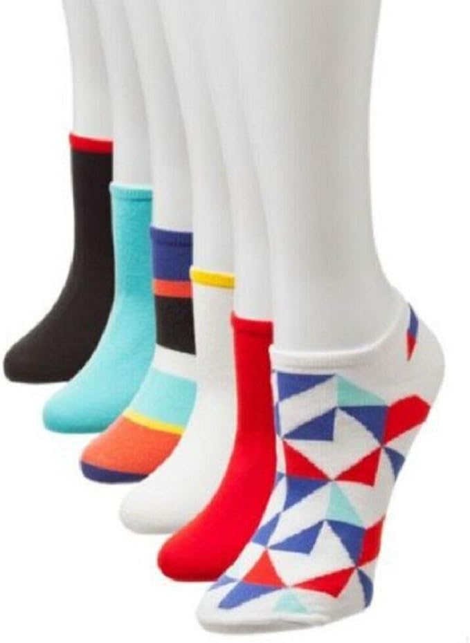 Hue Women's Cotton Liner Sport Socks 6 Pair Pack (Prism