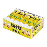 UHU Glue Stick, 0.74oz White, Washable Glue Stick Sticks Immediately, Perfect for School, Screw on Cap, Pack of 12, 9U 99649