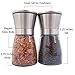 Cuisineye Salt and Pepper Grinder Set with 5 Settings Stainless Steel Handles Clear Glass Body Burr Grinder