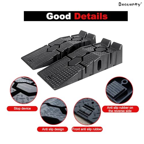 XTECH Car Ramps 2 PCS, Universal Drive 3 Ton Lifting Capacity, Portable High Lift Ramps for Vehicle Repair Places, Heavy Duty
