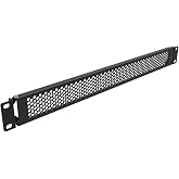 QiaoYoubang 1U Hinged Perforated Blank Rack Mount Panel Spacer | Steel Blank Panel with Venting for 19-Inch Server Network Rack Enclousre or Cabinet, Black