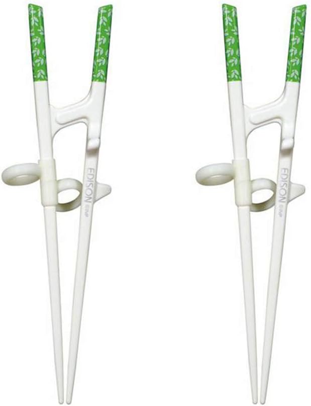 Edison 2-Pairs Adult Chopsticks Practice For Audult Beginner Chopsticks Helper/Trainers (Right hand-Green)