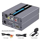 EASYCEL RCA Svideo to HDMI Converter, RCA Composite CVBS AV or Svideo + R/L Audio Input to HDMI Output Upscale Converter, Supports 720P/ 1080P Output Switch for N64, PS2, Wii, DVD
