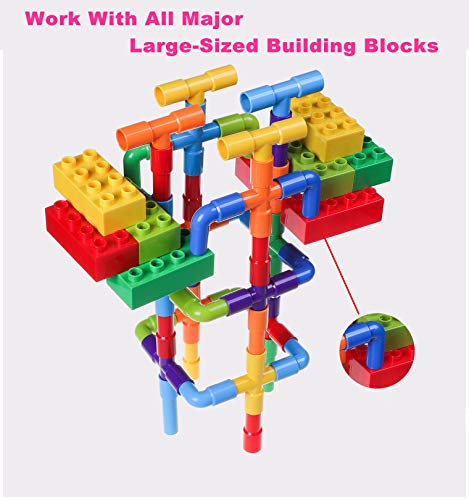 burgkidz 176 Piece Pipe Tube Building Toy Building Blocks, Pipeworks Construction Interlocking Creative Connecting Kit, Great STEM Toy for Both Boys Girls Ages 3+