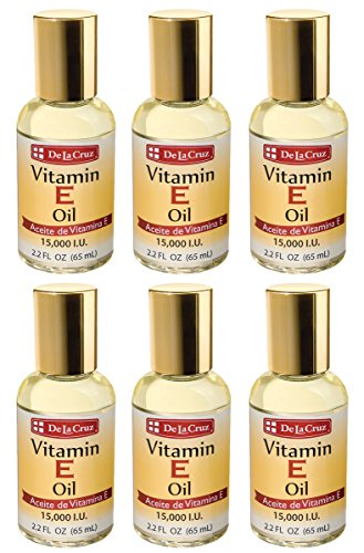 De La Cruz Vitamin E Oil 15,000 IU, No Preservatives, Artificial Colors or Fragrances, Made in USA 2.2 FL. OZ. (6 Bottles)