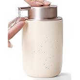 BosilunLife Lotion Pump Dispenser - Aprcot Soap Dispenser Bathroom Ceramic Dish Liquid Soap Dispenser for Kitchen, Bathroom Countertop Soap Dispensers (Apricot, Liquid Pump)