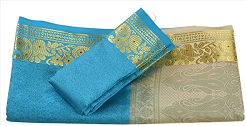 New Art Silk Sari Cultural Saree Embroidered Woven Golden with Blouse Piece