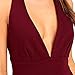 YOOHOG Summer Women’s A-Line Sleeveless Deep V-Neck MIDI Dress (L, Burgandy)