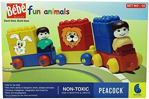 Peacock Games Bebe Blocks Toy Fun Animals Set Game For Children Age 6 Month &amp; Above