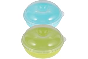PACKOVE Microwaveable Bread Storage Box with Lid 2pcs Plastic Doughnut and Bagel Container for Kitchen