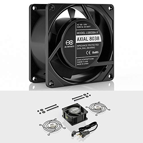AC Infinity AXIAL 8038, Quiet Muffin Fan, 115V 120V AC 80mm x 38mm Low Speed, for DIY Cooling