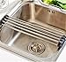 YKL Over The Sink Multi-Purpose Roll-Up Dish Drying Rack, Stainless Steel and Silicon Foldable Kitchen Sink Rack, Silver&Black