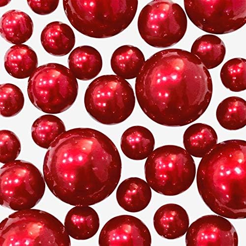 20 Packs Sale Floating No Hole Red Pearls - Jumbo/Assorted Sizes Vase Decorations + Includes Transparent Water Gels for Floating The Pearls