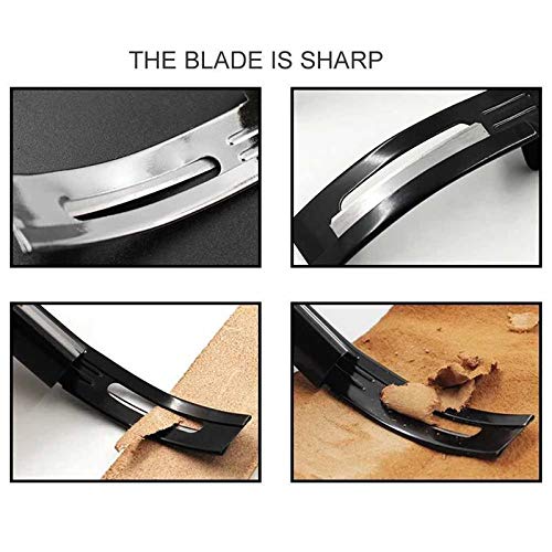 PLANTIONAL Metal Leather Skiver Set, 5 Kinds of Leather Working Tool with 6 Pieces Sharp Skiver, Safety Beveler DIY Cutting Tool Kits for Craft Making