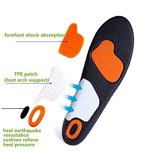 Orthotic Insoles for Men & Women, Full Length Plantar Fasciitis Inserts with Hight Arch Support, Sports Orthopedic Gel Shoes Insoles for Supination, Flat Feet, Heel & Foot Pain (Men's 8-13, Black) - Thumbnail 2