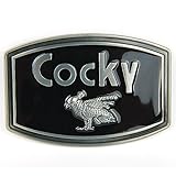 Senmi Cocky Pewter Die Cast Black Belt Buckles-with Senmi Box Gift Wrapped