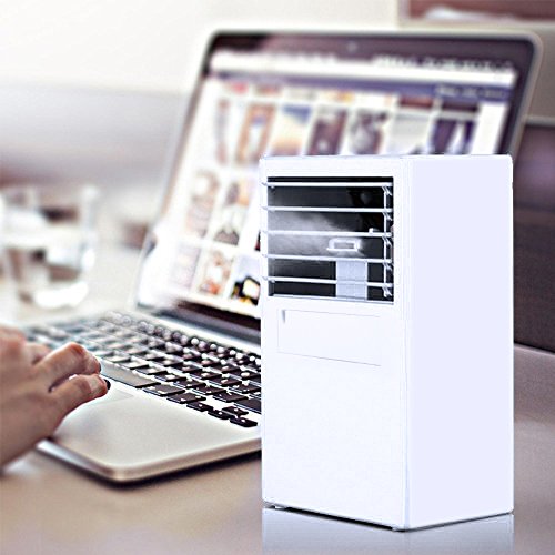 SUPOW Air Humidifier Cooler, Desktop Bladeless Fan Mini 9.5 inch Noiseless Small Air Conditioner for Summer. (WHITE)