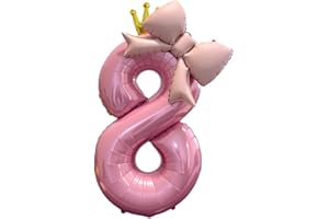 40 Inch Number 1 Balloon Pink with Bow - Large Foil Mylar 0-9 st Birthday Balloons for Girls Party Decorations Supplies