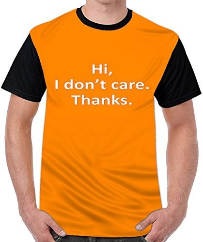 elephanted Hi I Don't Care Thanks Tshirt Printed Custom T-Shirts Tops Logo Fashion Man Tee Orange