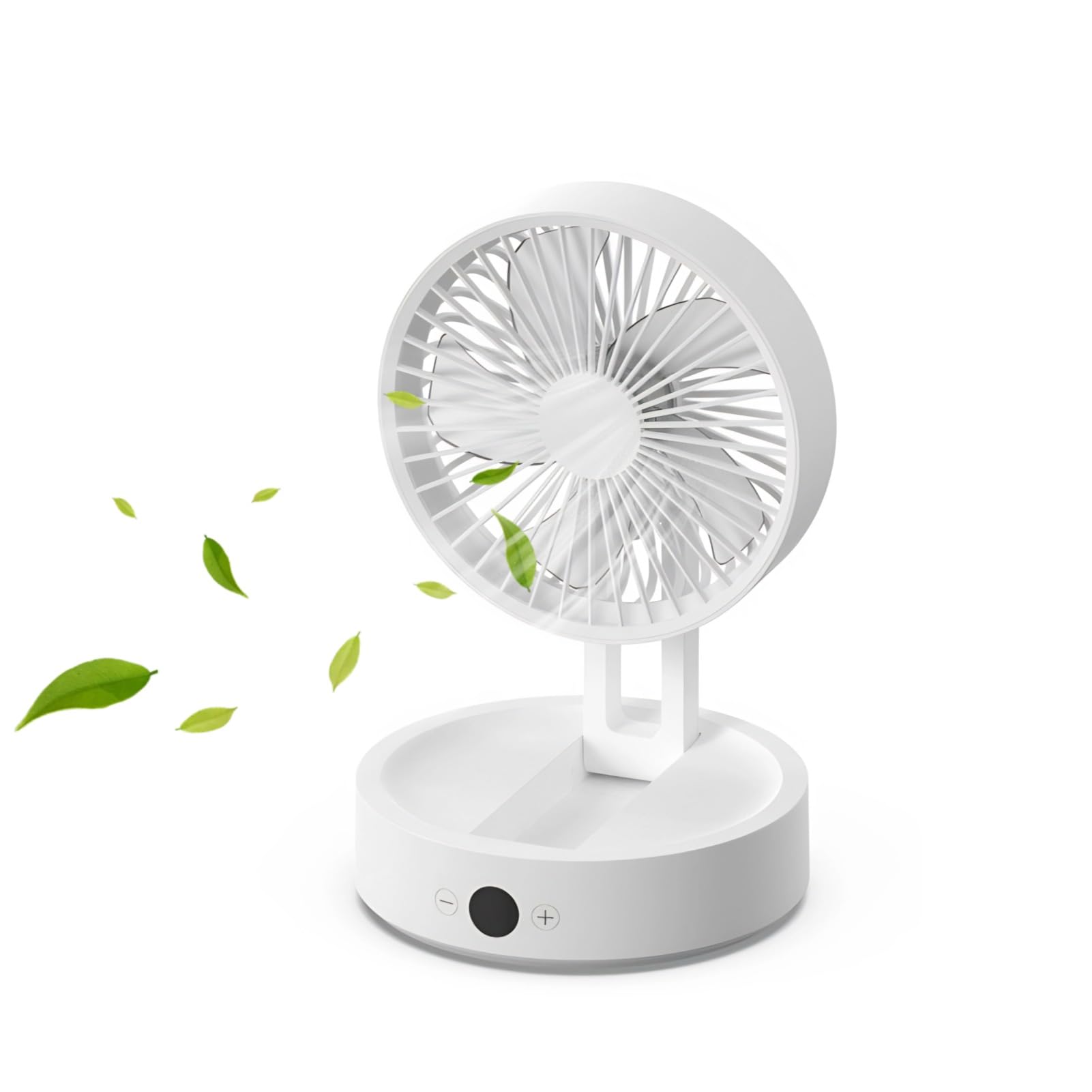 Cuifati Foldable Desk Fan with Light, Adjustable Wind Speeds, Remote Control, LCD Display, USB Rechargeable, Oscillating Desktop Fan with Night Lamp for Office and Home (White)