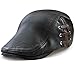 YOYEAH Individual Ivy Newsboy Cap Genuine Leather Bandage Perforation Flat Cap Men Black-1
