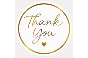 FEELOVE 1.5" Gold Thank You Stickers, 200 Pcs Self-Adhesive Envelope Seals Sticker for Packaging, Small Business, Wedding, Party