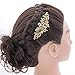 Leaf CZ Crystal Rhinestone Hair Comb Hair Pins Bridal Wedding Hair Accessories Jewelry 4012 (Gold)