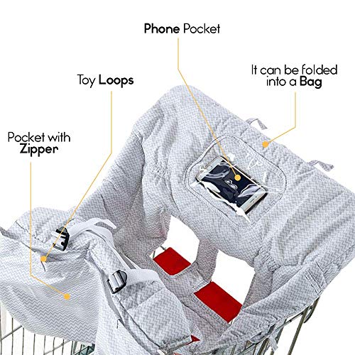 Shopping Cart Cover, 2 in 1 Baby Grocery Cart Seat Cover and High Chair Cover for Kids and Toddlers