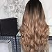 Wigs for Sale, Bxzhiri Ombre Wig Black to Light Brown Side Part Long Wavy Wig Heat Resistant Synthetic Daily Party Wig for Women Hair Extensionsthumb 2