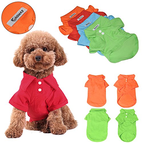 KINGMAS 4Pcs Pet Dog Puppy Polo TShirt Clothes Outfit Apparel Coats
