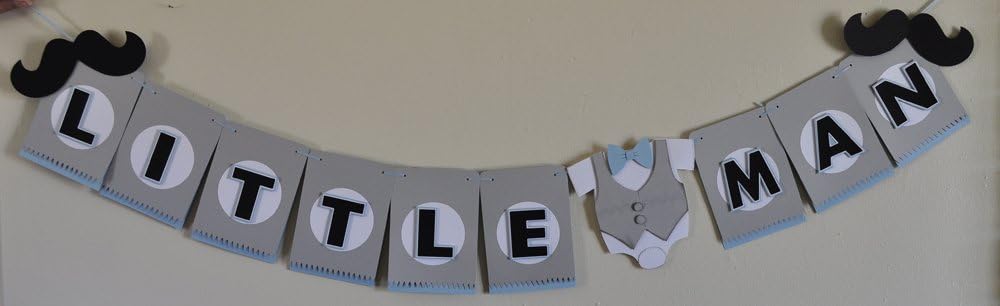 3D Little Man Banner with Mustache and Bowtie
