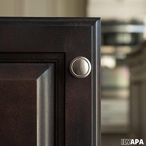 image for Ilyapa Satin Nickel Kitchen Cabinet Knobs - 1 1/4 Inch Round Drawer Ha
