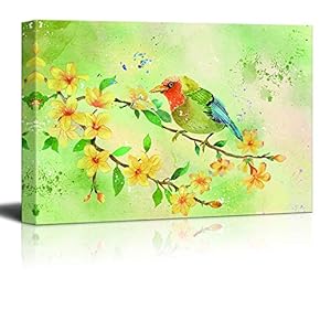 Beautiful Abstract Flowers and Birds Painting Artwork for Home Framed